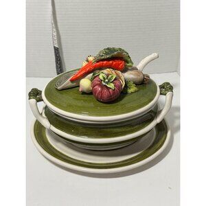 Arnart 5th Avenue Garden Harvest Soup Tureen Lid Ladle Underplate Vintage w/lade